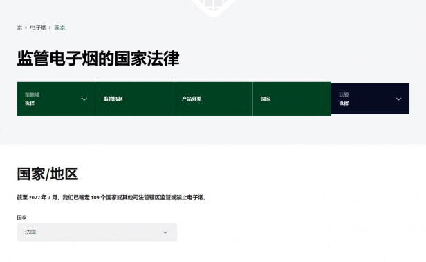 资源 | 全球电子烟监管法律查询工具